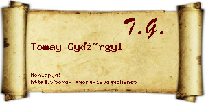 Tomay Györgyi névjegykártya